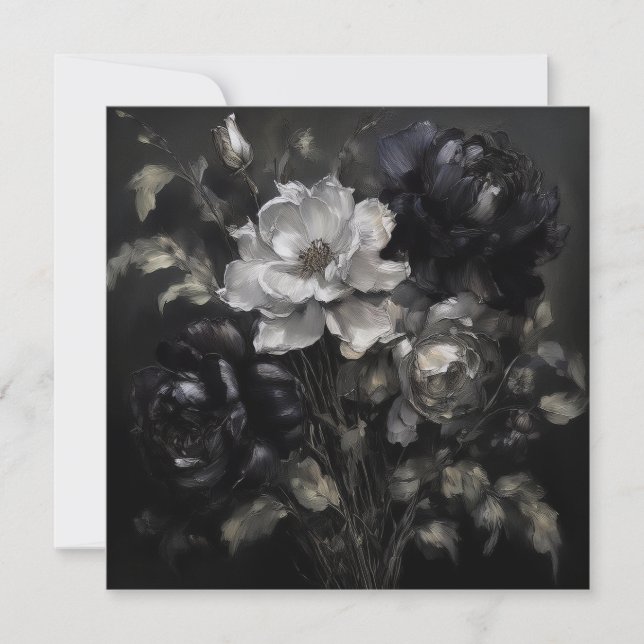 AI Grått-blommor Julkort (Framsida)
