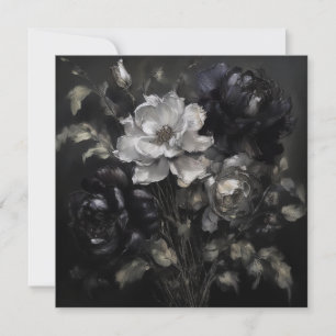 AI Grått-blommor Julkort