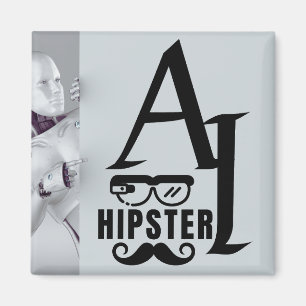 AI Hipster med glasögon och kräftvärk Magnet
