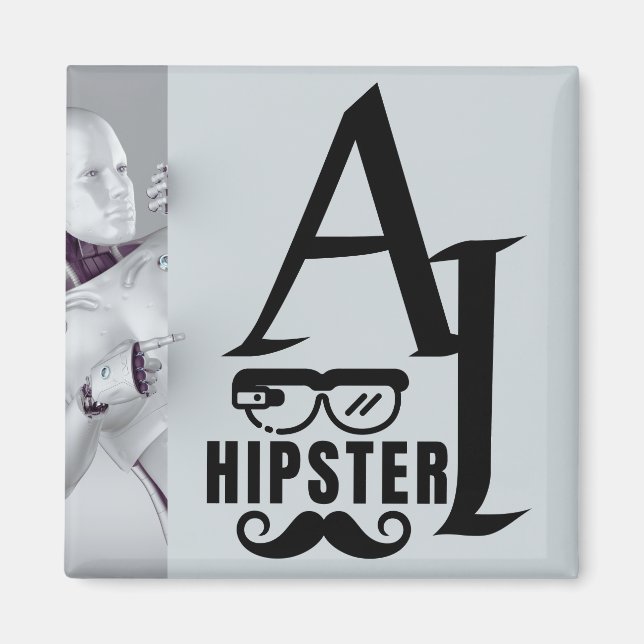 AI Hipster med glasögon och kräftvärk Magnet (Framsidan)