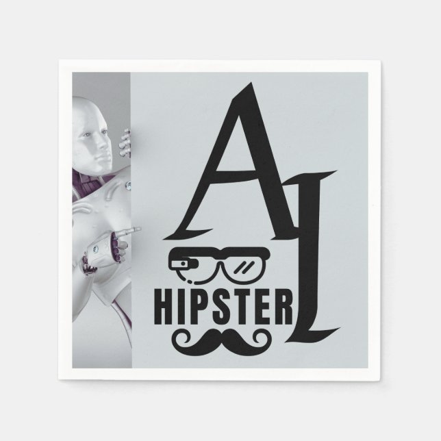 AI Hipster med glasögon och kräftvärk Pappersservett (Framsidan)