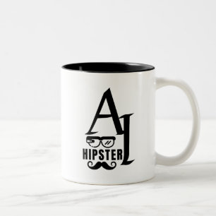 AI Hipster med glasögon och kräftvärk Två-Tonad Mugg