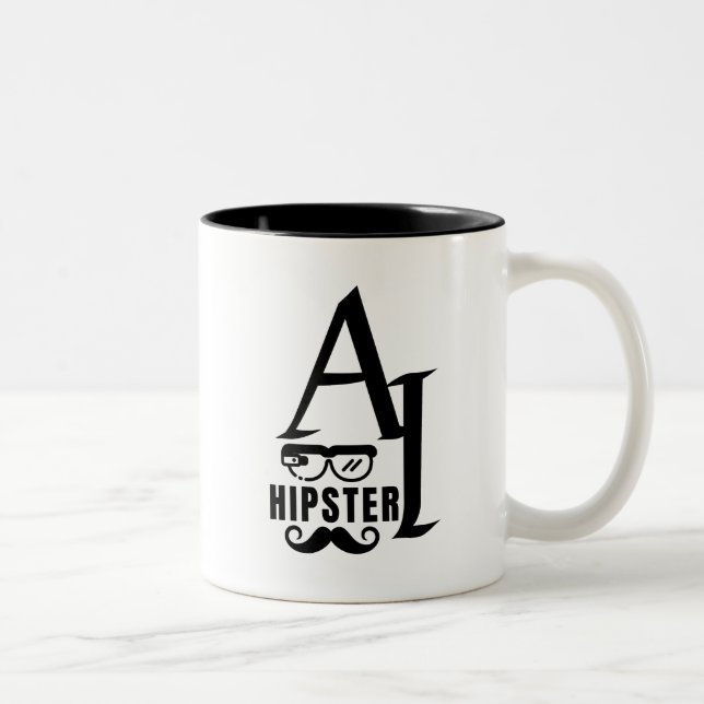 AI Hipster med glasögon och kräftvärk Två-Tonad Mugg (Höger)