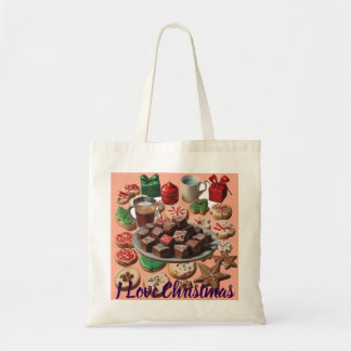 AI I Love Christmas Cookies, Fudge, Gifts Tote Bag Tygkasse