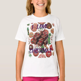AI I Love Christmas Cookies & Fudge Girls T-shirt