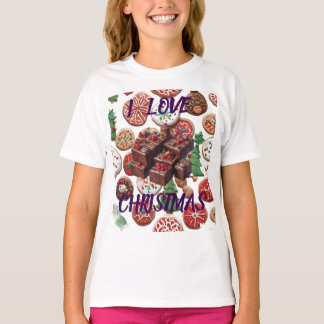 AI I Love Christmas Cookies & Fudge Girls T-shirt