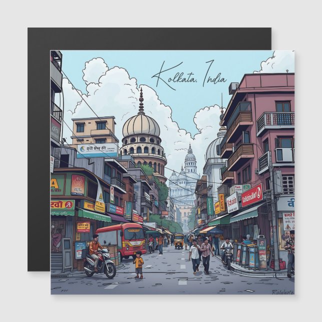 Ai Illustration of Kolkata, Indien (Fram/baksida)