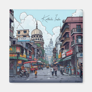 Ai Illustration of Kolkata, Indien Magnet