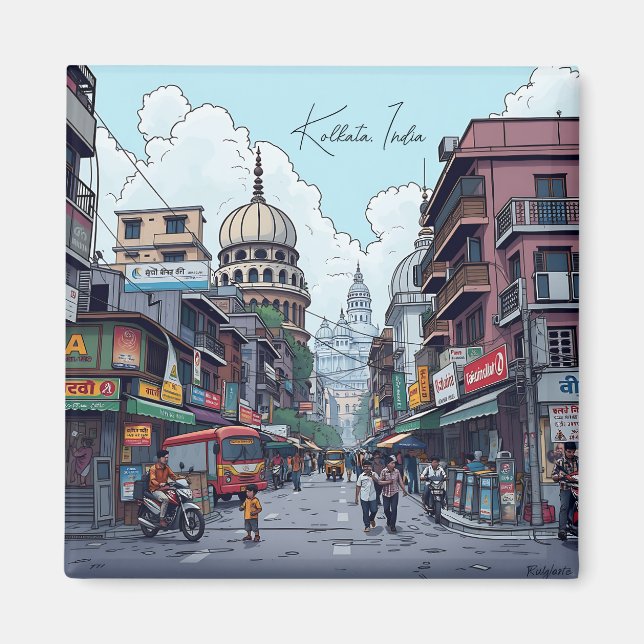 Ai Illustration of Kolkata, Indien Magnet (Framsidan)