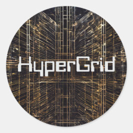 AI inspirerade HyperGrid Mönster Runt Klistermärke