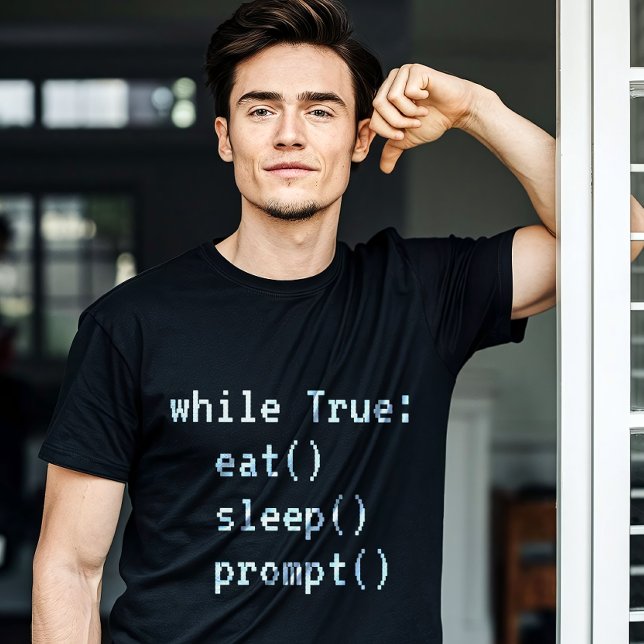 AI-kodningen T Shirt (For the prompt engineer who lives in a never-ending loop of caffeine and creativity.)