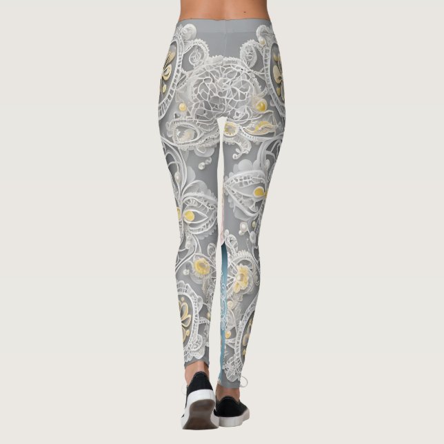 AI-konst i blommigt Sea Ocean Leggings (Baksida)