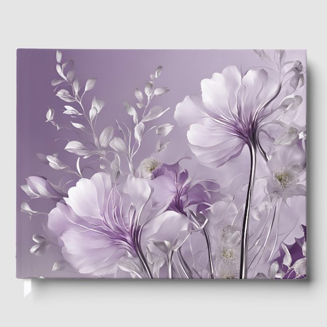 AI-konst med blommande lila blommor  Gästböcker (Framsida)