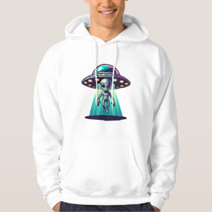 Ai-konst med UFO som lyfter upp en utomjording Hoodie