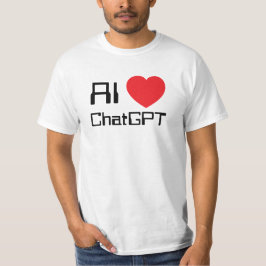 AI love Chat GPT red heart funny black text T Shirt