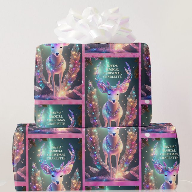 AI Magic Jul Add Namn Text Girl's Gift Presentpapper (Skapare uppladdad)