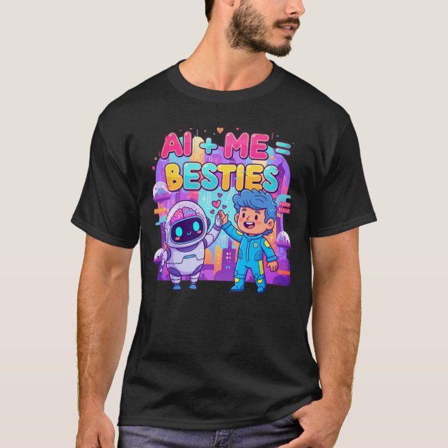 AI + Me = Besties Funny AI T Shirt (Framsida)
