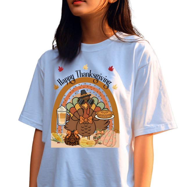 AI Mix Art Rainbow Thanksgiving Snyggt Turkiet T Shirt (Skapare uppladdad)