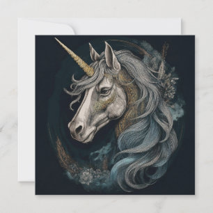AI Mörk Unicorn Julkort