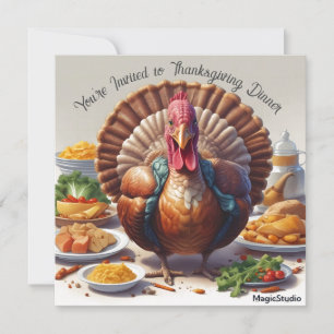 AI Nedladdningsbar Thanksgiving Middagskort Inbjudningar