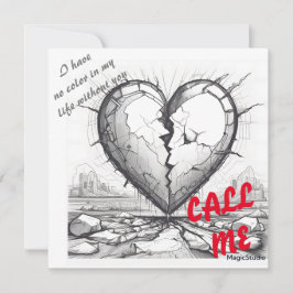 AI - nedladdningsbart svart- och vitt brutet hjärt Inbjudningar