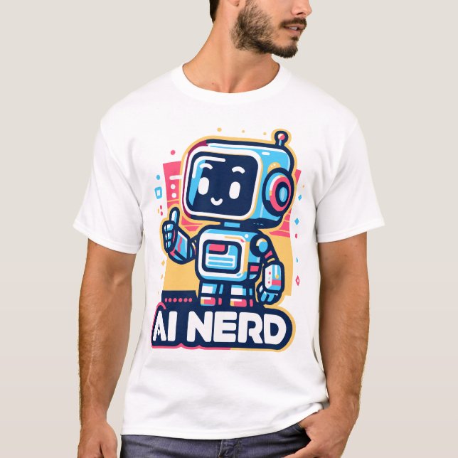 AI nörd Retro Bot T Shirt (Framsida)