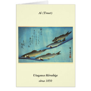 Ai (öring) - Hiroshiges japanska fiskutskrift i Fä Hälsningskort