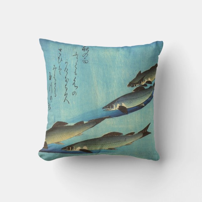 Ai (öring) - Hiroshiges japanska fiskutskrift i Fä Kudde (Framsida)