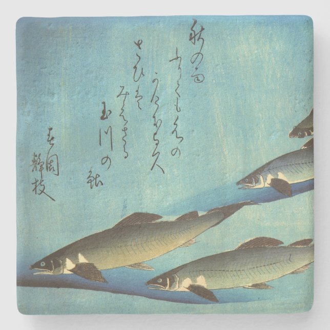 Ai (öring) - Hiroshiges japanska fiskutskrift i Fä Stenunderlägg (Framsidan)