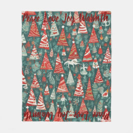 AI Peace Kärlek Joy Warmth Julgran Blanket Fleecefilt