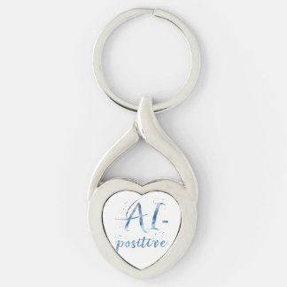 AI-positiv textbild Twisted Heart Silverfärgad Nyckelring
