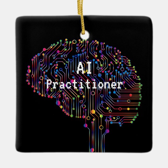 AI Practister of Artificial Intelligence Tech Julgransprydnad Keramik (Framsida)