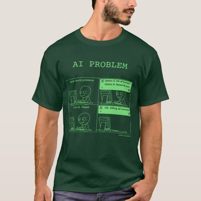 AI-problem v.2.1 Grön Monokrom T Shirt (Framsida)