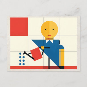 AI Remix Konstverk Bauhaus Trädgårdsflicka Vykort