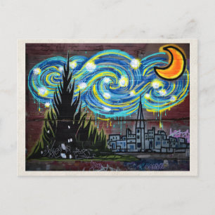 AI Remix Nattlandskaps Graffiti Urban Gatu konst Vykort