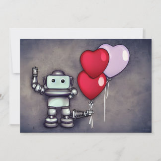AI Robot Alla Hjärtans Dag Ballonger Julkort
