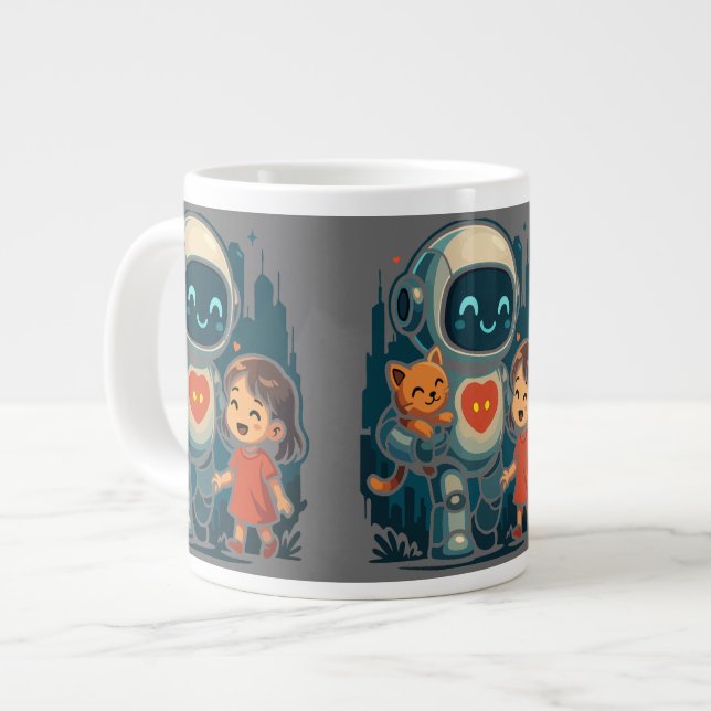 AI & Robot Characters – Futuristic Design Collecti Jumbo Mugg (Framsida vänster)