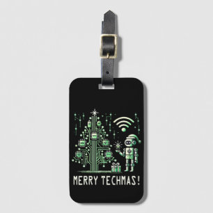 AI Robot med Tech Julgran - Merry Techmas Bagagebricka