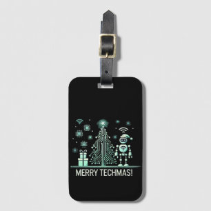 AI Robot med Tech Julgran - Merry Techmas Bagagebricka