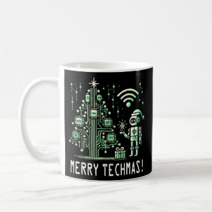 AI Robot med Tech Julgran - Merry Techmas Kaffemugg