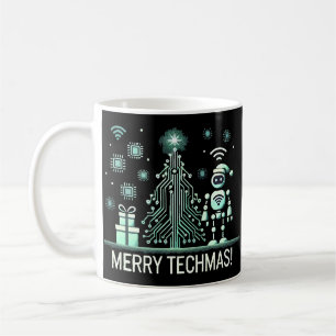 AI Robot med Tech Julgran - Merry Techmas Kaffemugg
