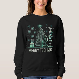 AI Robot med Tech Julgran - Merry Techmas T Shirt