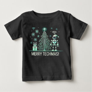 AI Robot med Tech Julgran - Merry Techmas T Shirt