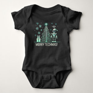 AI Robot med Tech Julgran - Merry Techmas T Shirt