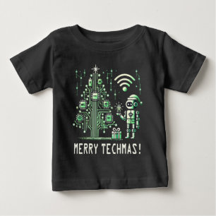 AI Robot med Tech Julgran - Merry Techmas T Shirt