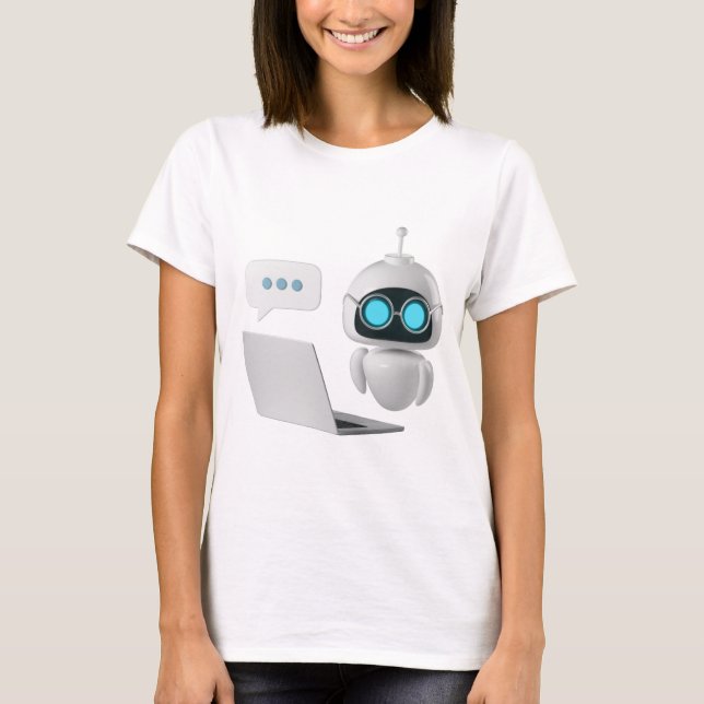 AI Robot T-Shirt – Futuristisk Tech Design Tröja (Framsida)