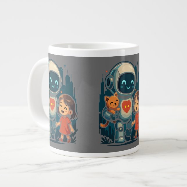 AI & Robotkaraktärer – Futuristisk Designkollektio Jumbo Mugg (Framsida vänster)
