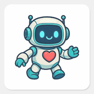AI & Robotkaraktärer Fyrkantigt Klistermärke