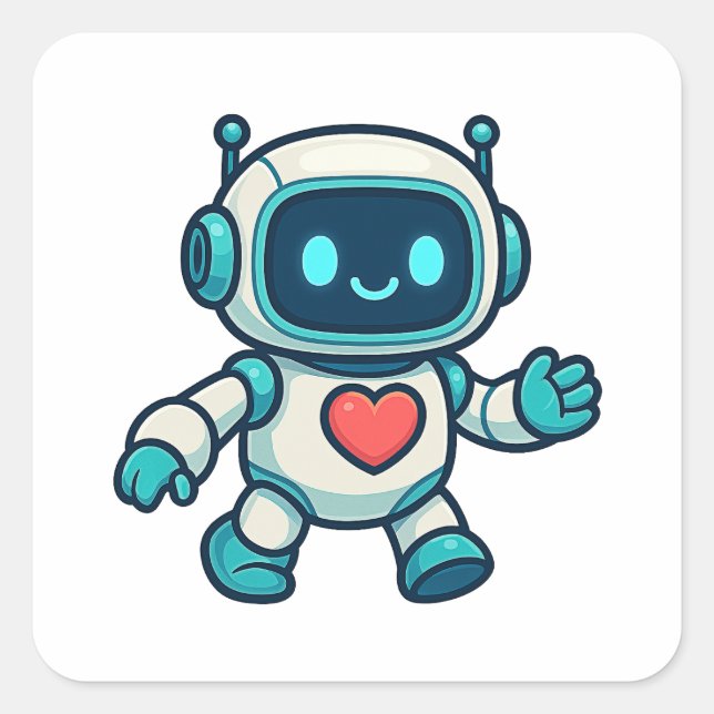 AI & Robotkaraktärer Fyrkantigt Klistermärke (Framsida)