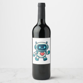 AI & Robotkaraktärer Vinflaska Etikett
